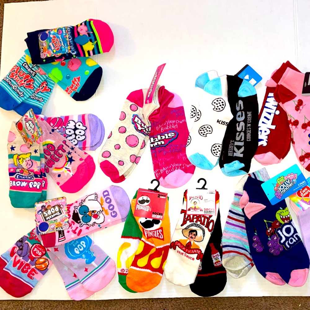 Novelty/graphic ankle socks $8 for 3 pack, $6 for 2 pack, $3 for one pair